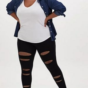 Torrid Premium Legging - Slashed Fishnet Underlay